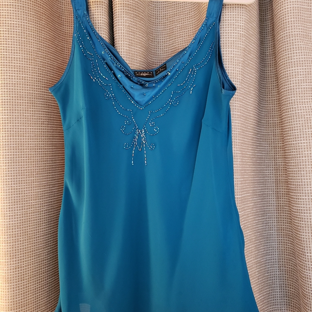 Tailor B. Moss Vintage bead embroidered dress camisole teal